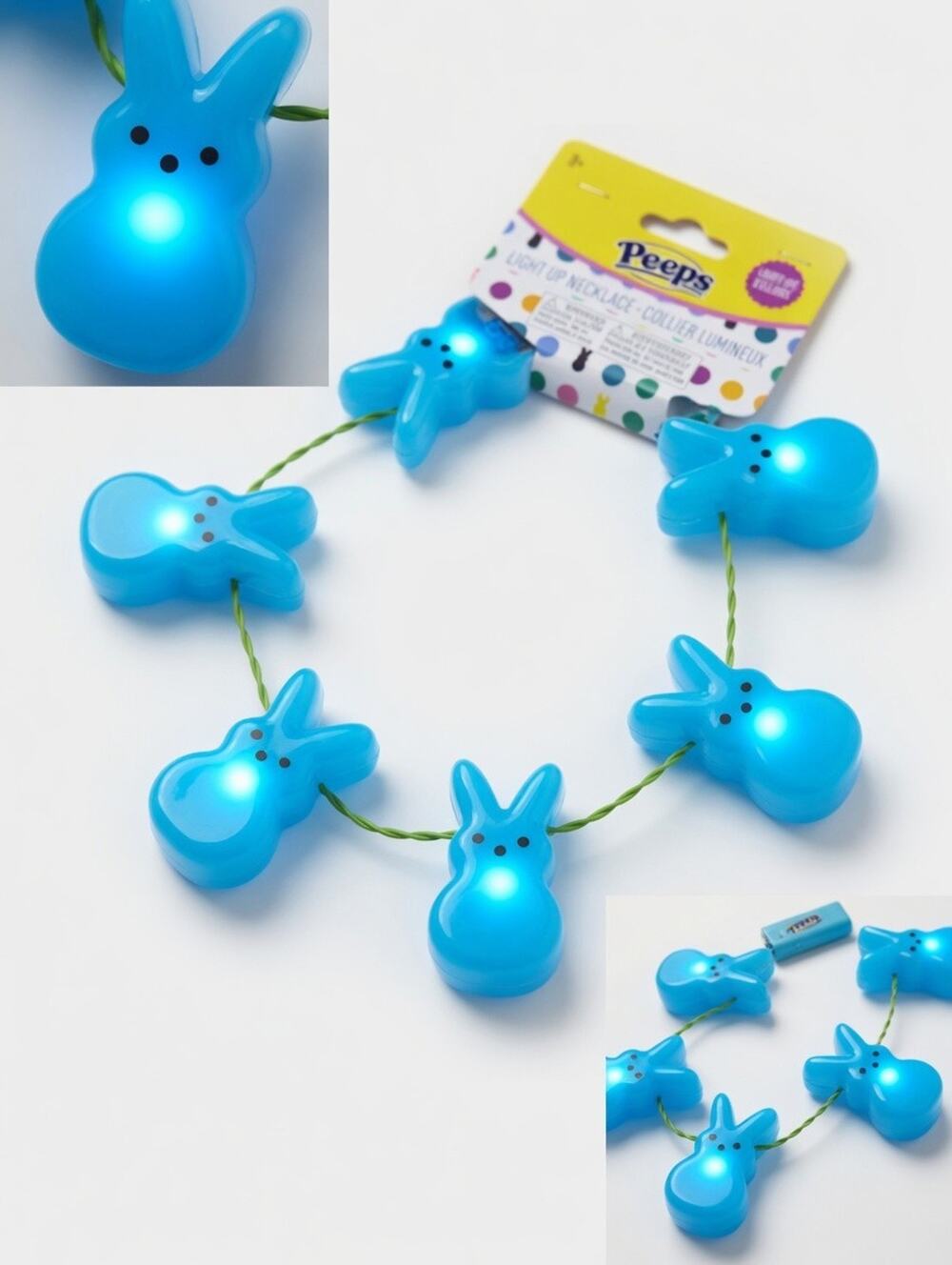 Peeps Light Up Bunny Necklace – Blue Easter Glow Fun!